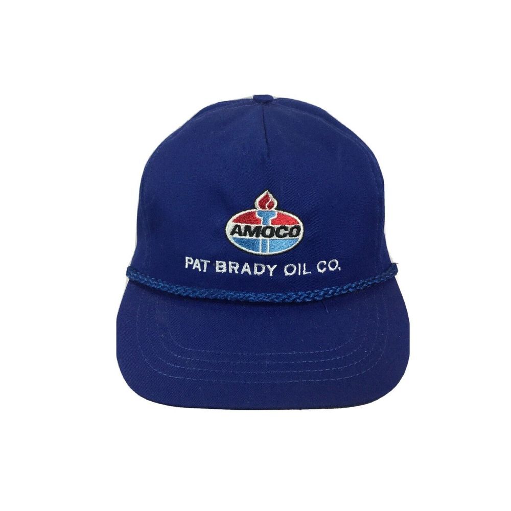 Vintage Amoco Gas Oil Hat Blue Snapback Trucker Baseball Cap‎ Made in USA